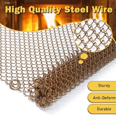 Cortina de Tela de Metal Dourada para Lareira de Aço para Interiores Domésticos
