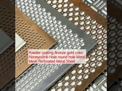 Revestimento em pó Bronze cor dourado Honeycomb buraco redondo buraco Metal Mesh Perforado folha de metal
