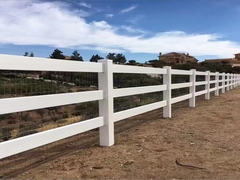 Três trilhos de PVC branco Cercas de cavalo de plástico estável Cercas de campo de cavalo