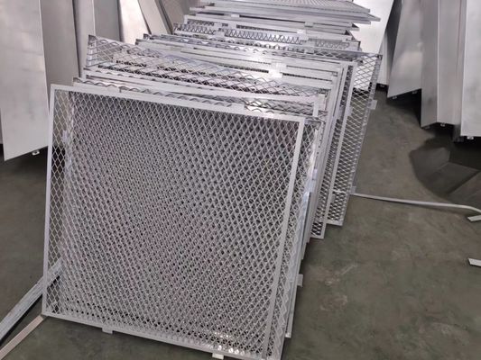 Malha de metal expandido com revestimento em pó branco para fachadas de paredes