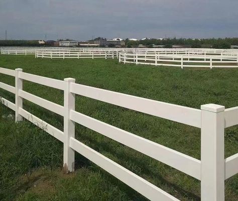 Cor branca 3 trilhos 4 trilhos vedação de plástico de cavalo vedação de vinil de fazenda para a segurança