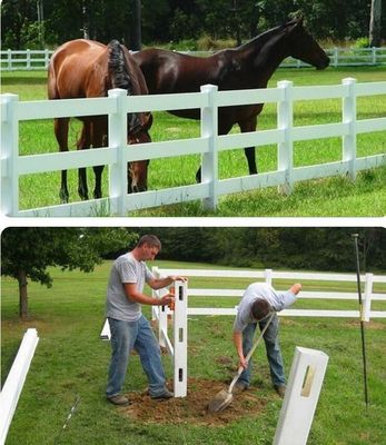 Cerca de Fazenda para Cavalos em PVC ASTM 2 Trilhos Branco Cinza