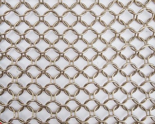 Brass Antique Finish Ring Mesh Curtain for Interior Design Partition Divider Stainless Steel Woven Ring Mesh