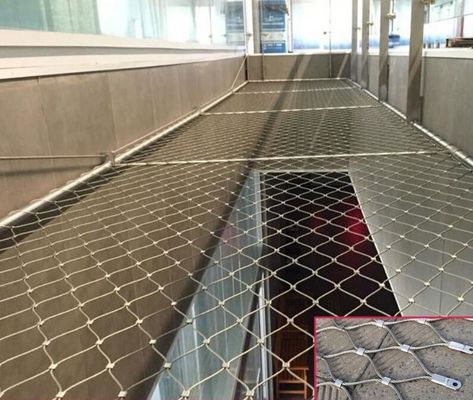 Malha de Cabo de Aço Inoxidável Prateado Personalizada Reciclável Livre de Manutenção para Proteção Arquitetônica