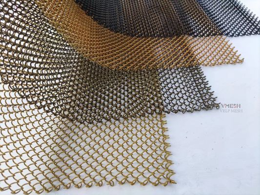 Arquitetônica Crimped Woven Wire Mesh Decorativo Metal Chain Mesh Cortina de liga de malha de bobina de cortina