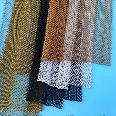 Acero inoxidável colorido Alumínio Decorativo Metal Chain Mesh Cortina de liga de malha de bobina Drapery