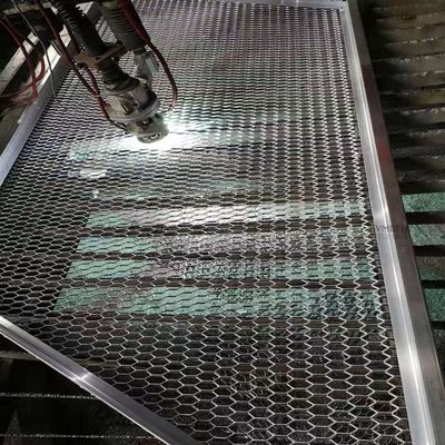 Anti-deslizamento elevados expansão de malha de metal de trabalho pesado hexágono para plataforma
