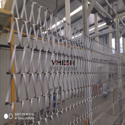 Malha tecida frisada decorativa em aço inoxidável PVDF para design de interiores