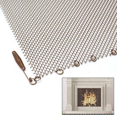Cortina de Tela de Metal Dourada para Lareira de Aço para Interiores Domésticos