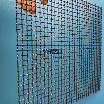 Malha de arame crimpado de aço inoxidável com diâmetro de fio personalizado para fachada metálica interior/exterior
