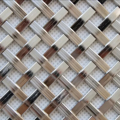 Painéis de malha de arame tecida frisada decorativa de arame de aço inoxidável plano de latão antigo