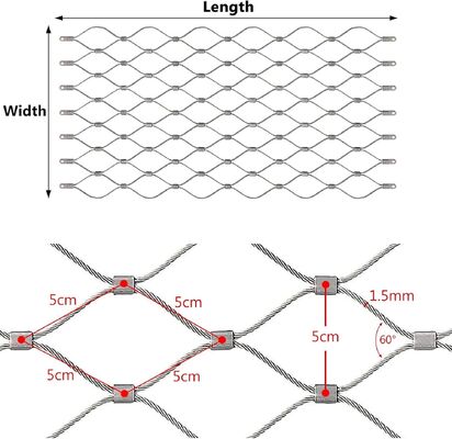 Malha de cabo de aço inoxidável flexível para proteção de segurança de viveiro de pássaros
