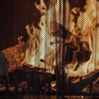 Bobina de malha de metal de elo de corrente forte para tela de lareira decorativa e de segurança